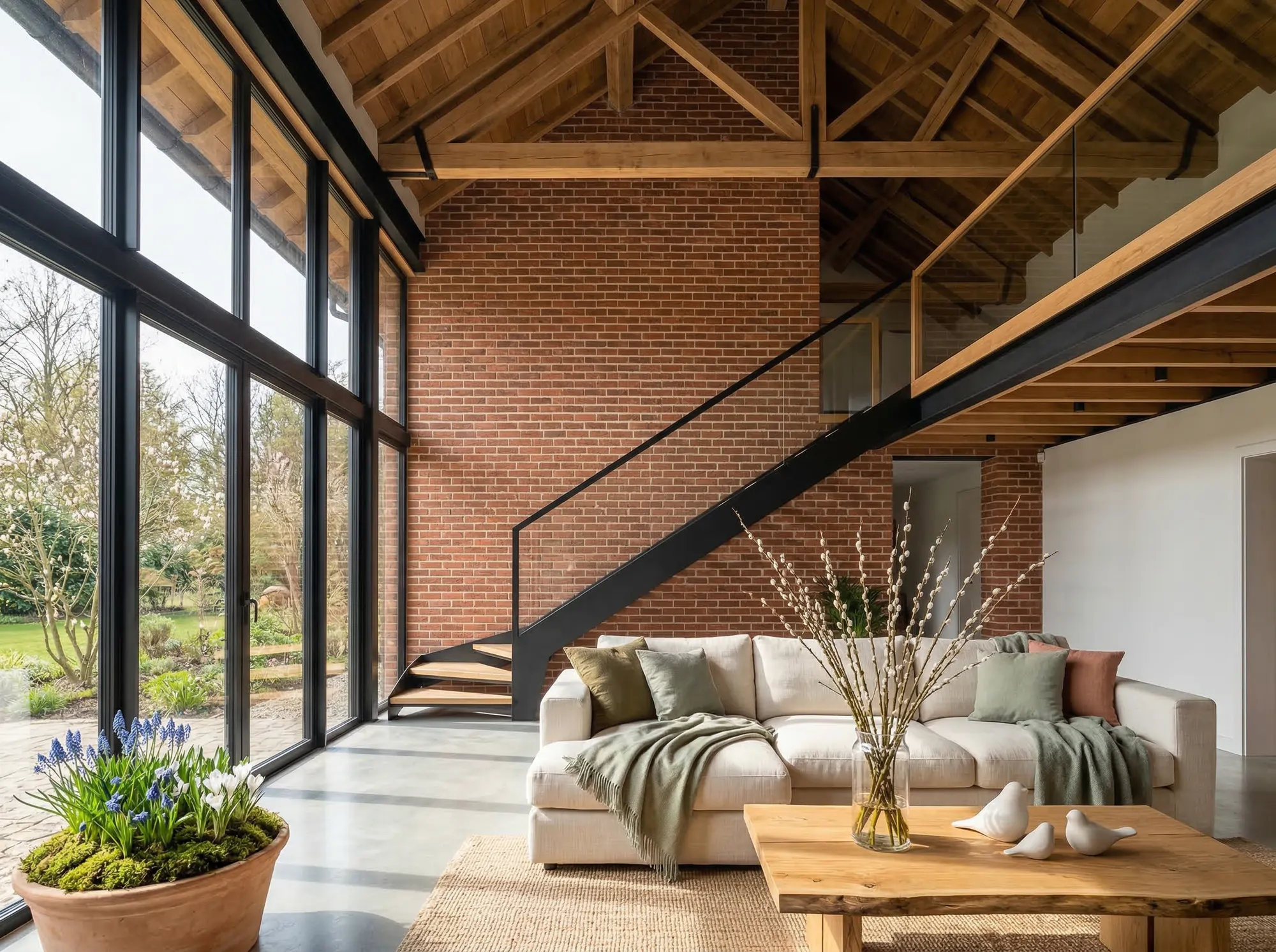 Płytki ceglane lico kujawskie na ścianie w aranżacji wielkanocnej